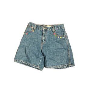 levis High Rise jean Denim shorts Bermuda floral knit relaxed fit 550 4 Small